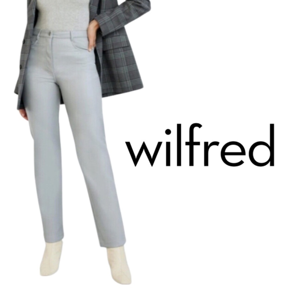 Wilfred The Melina Pant High-Waisted Cropped Vegan Leather Light Blue/Grey - 6